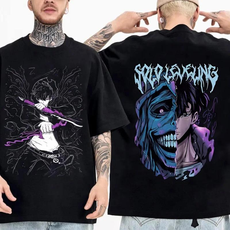 Мужская одежда 3D-принт Корейские комиксы Solo Leveling Круглый вырез Y2k Тренд Футболка Досуг и Лето Уличная С коротким рукавом Мото