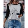 Kawaii Cat Paw Print Casual Long Sleeve T-shirt Cat Lover Shirt Winter Autumn Graphic Long Sleeved Comfortable T Shirt Woman