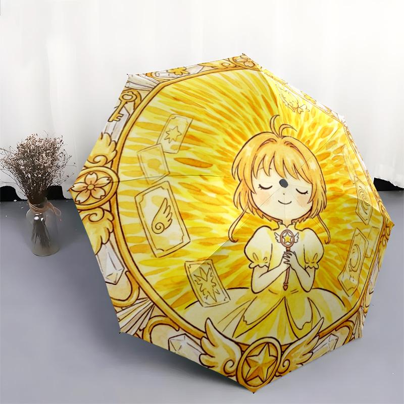 1 шт. Автоматический складной зонт с рисунком Cardcaptor Sakura, 8 спиц, портативный, складной, для путешествий, Рождественский, День рождения, Подарок