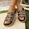 Fashion Plus Size Women Slippers One-Strap Double Buckle Slippers Thick Base Lightweight Shoes Outer Wear Casual Sandals Slides Women