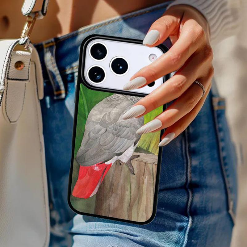 Чехол для телефона с африканским серым попугаем Для iPhone 17 Air 14 15 13 12 Max Чехол Для Apple 14 15 16 16e 11 Pro Max Plus Coque