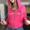 Женская винтажная уличная готическая розовая толстовка со стразами Y2k для бега, женская готическая толстовка Kawaii с длинными рукавами