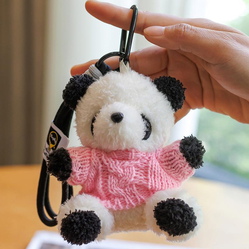 Colorful Panda Plush Keychain With Pp Cotton Filling For Girls And Kids