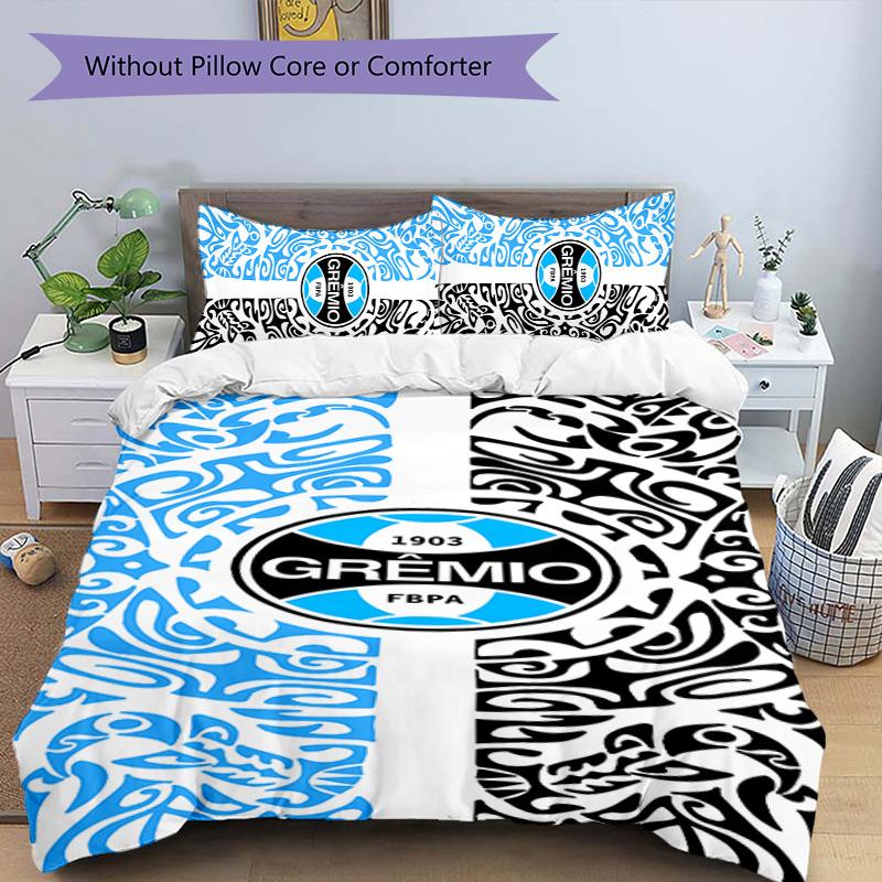 3pcs Grêmio logo pattern bedding set duvet cover set includes duvet cover &pillowcases, perfect all season bedroom decoration & gift