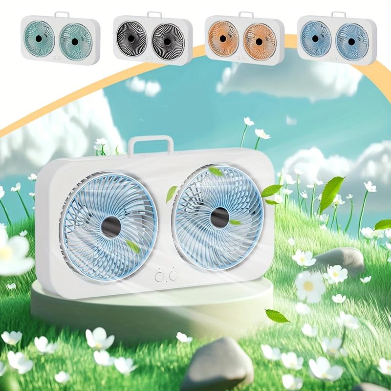 Double Head USB Fan Portable Desktop Fan, 360° Rotatable Blades, Adjustable Hanging and Standing Modes, 3-Speed Control,Rechargeable Personal Mini Fan