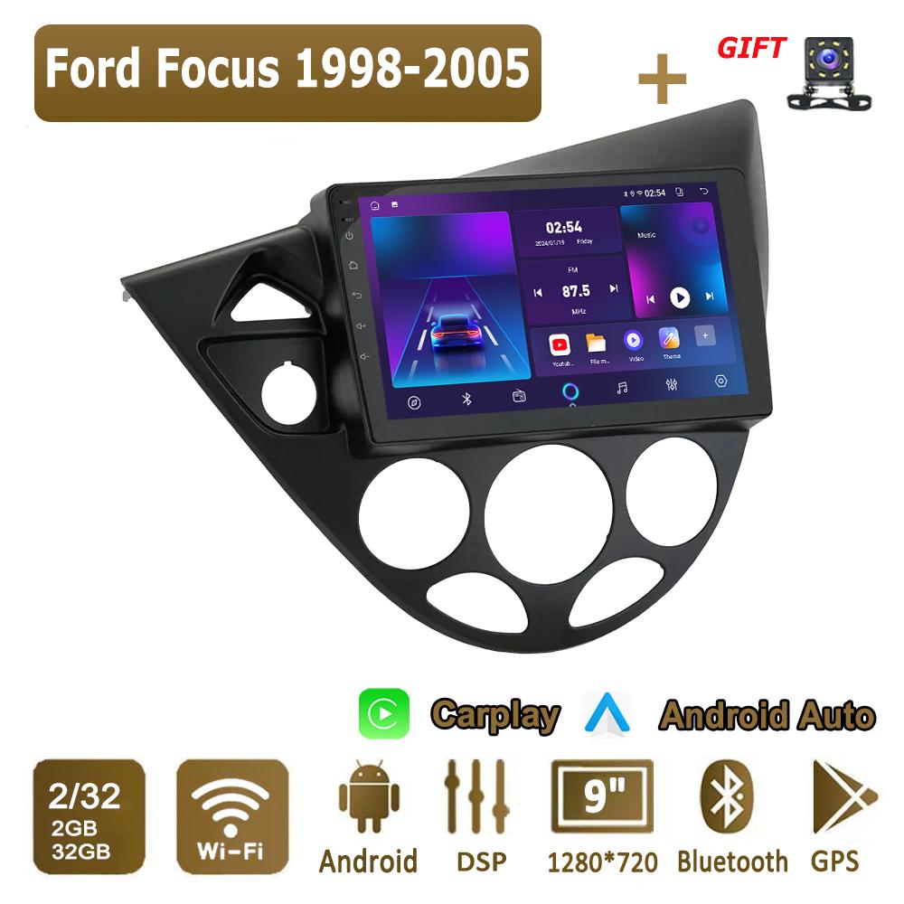 Android Carplay автомобильное радио для Ford Focus 1998-2005 мультимедийный проигрыватель головное устройство стерео GPS навигация BT WIFI 4+64 ГБ