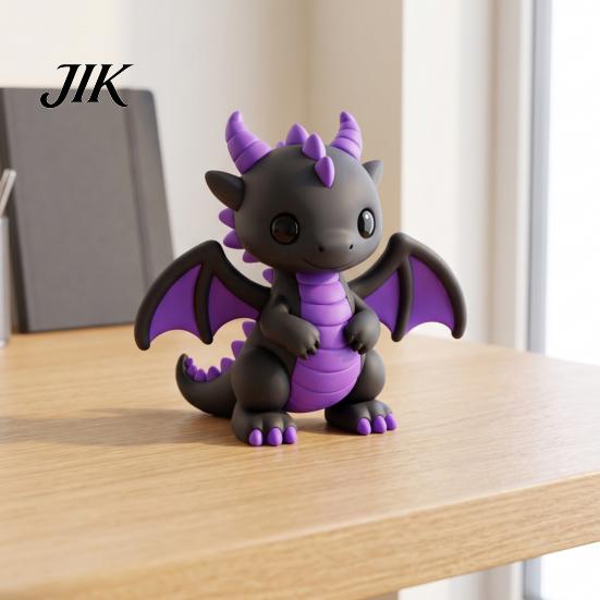Chic Living Room Ornament 3D Printed Cute Dragon Figurine, Fantasy Statue, Cartoon Animal Desktop Unique Toy for Home Office Desk Decoration, Tabletop