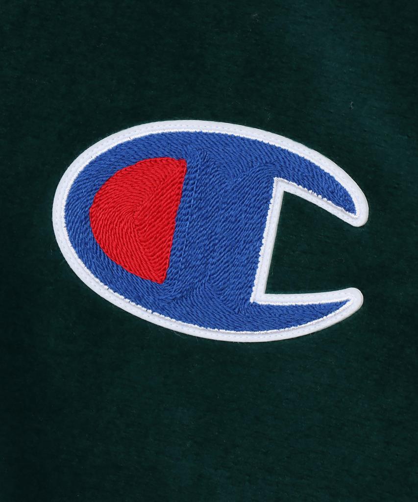 Champion Big C Logo Oversized Half Zip Fleece Dark Green