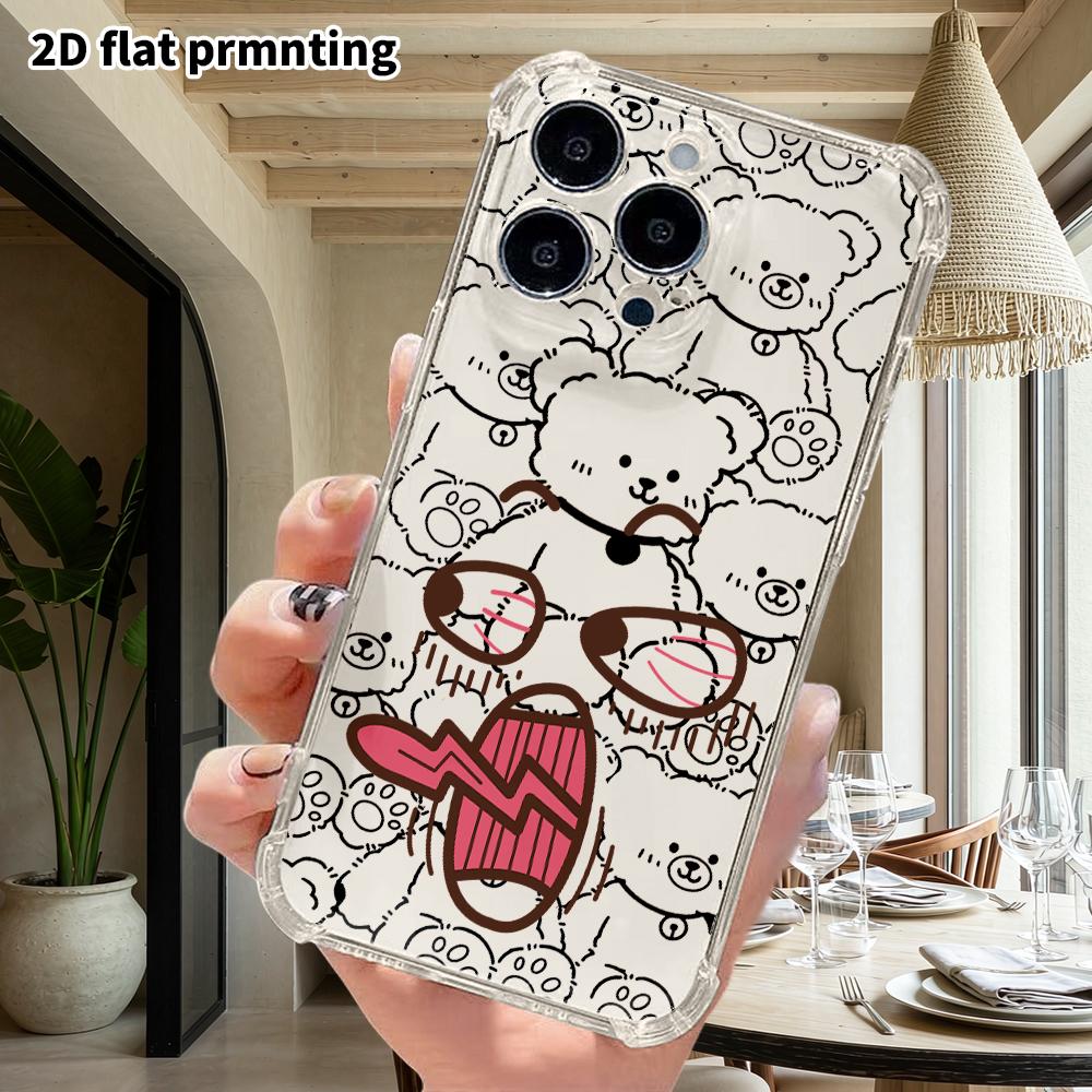 Phone Case: 2D flat suitable for iPhone 18 17 16 15 14 13 Pro, transparent corners protective case, exaggerated emoji, Christmas and Halloween gift
