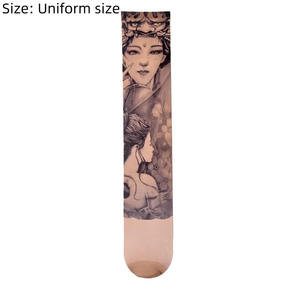 1 шт. Новые сексуальные колготки с принтом-татуировкой для женщин, устрашающие сетчатые колготки с татуировками, летние, подчеркивающие индивидуальность, прозрачные