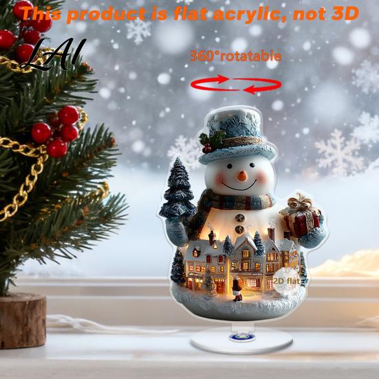 Festive Desktop Decor Acrylic Ferris Wheel Christmas Ornament 360° Rotating Snow House Tabletop Holiday Ornaments Decor Decoration for Offices Home
