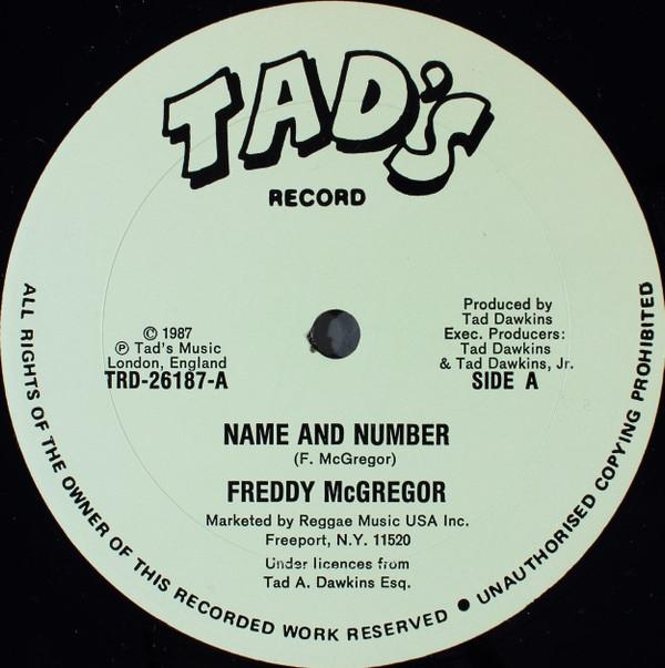 12-дюймовая пластинка FREDDIE MCGREGOR Имя и номер TRD26187 Tads Record 1987 США Регги Ска Даб Б/у