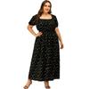 Summer Women Elegant Dots Puff Sleeve Female Loose Plus Size Long Dress