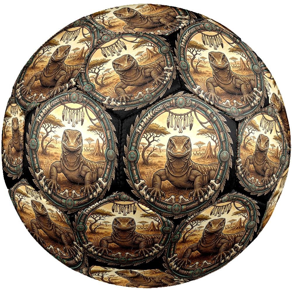 Steampunk Lizard Emblem Round Football Size 5 Adult Ball Suitable for Training Matches and Outdoor Team.