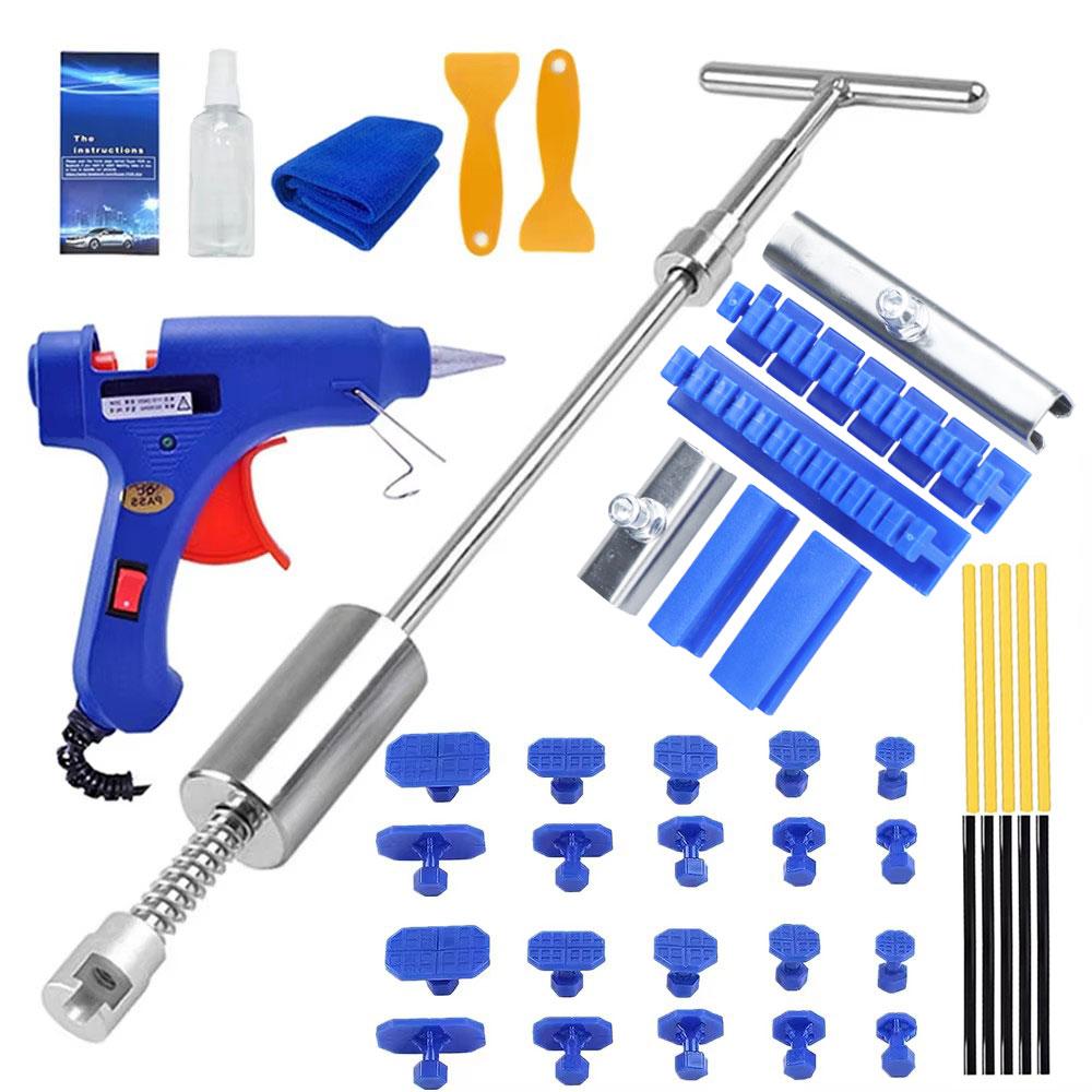 Набор инструментов для ремонта вмятин на кузове автомобиля с обратным молотком, Т-образным стержнем, присоской, механиком для удаления вмятин от града в автомобиле