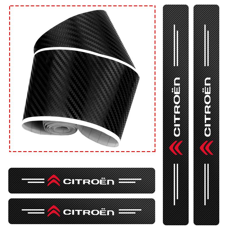 New Fashion Car Door Sill Scuff Plate Decor Carbon Fiber Stickers For Citroen C1 C3 C4 C5 C6 DS 3 DS 4 DS 5