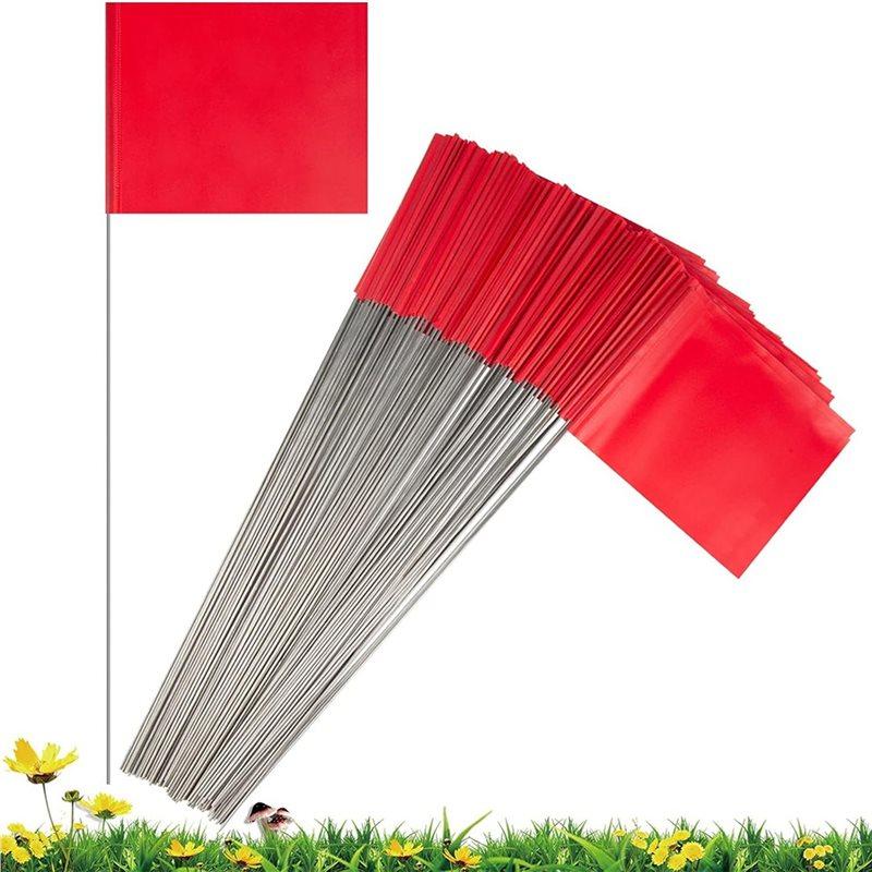 J1UL1N 200Pcs Red Marking Flag PVC Waterproof And Lightfast For Small Yard Markers Garden Survey Irrigation Landscape Flags