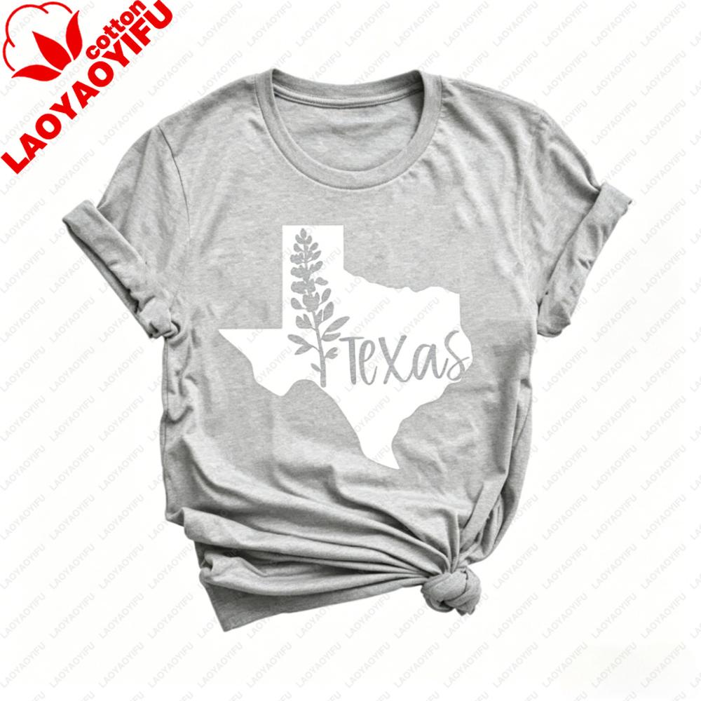 Texas State Outline Bluebonnet Flower Graphic Tshirt Unisex Unisex Cotton Short Sleeve Texas Pride Casual Daily Outfit