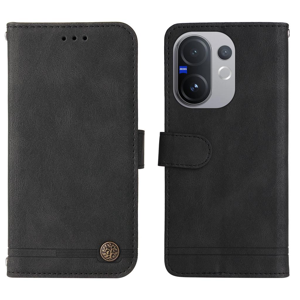 For vivo V60 5G Leather Wallet Cases Skin Touch Phone Cover Stand with Strap