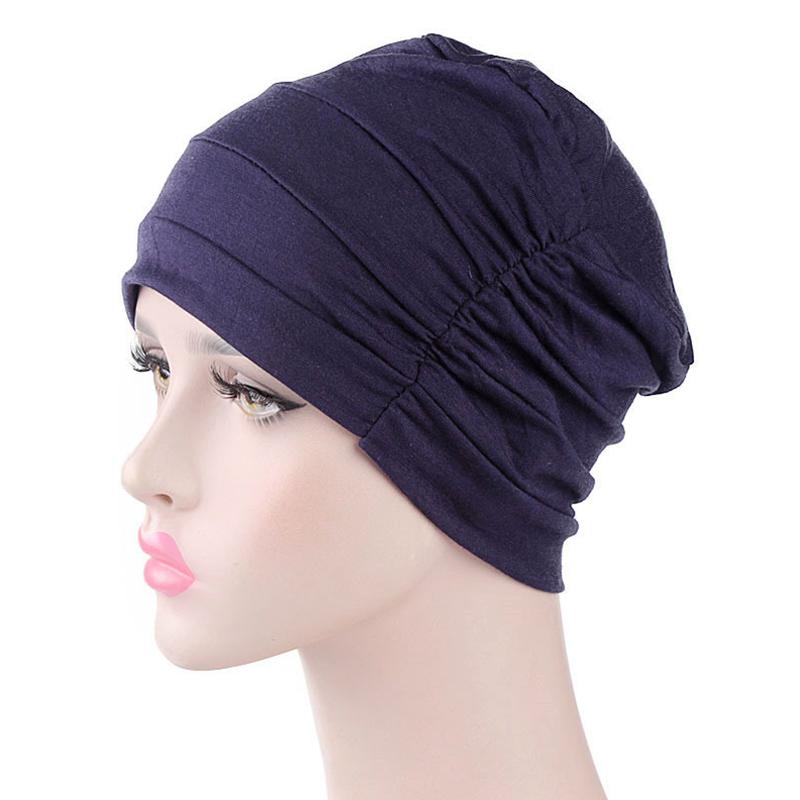 1Pc Muslim Stretch Hair Loss Head Scarf Wrap Cap Polyester Cancer Chemo Women Plain Turban Hat