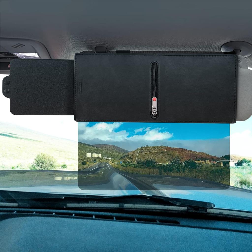 Polarized Sun Visor Extender For Car With Zipper Slider Upgraded Uv400 Car Sun Visor Extension Pc Lens Side Sunshade Auto Accessories