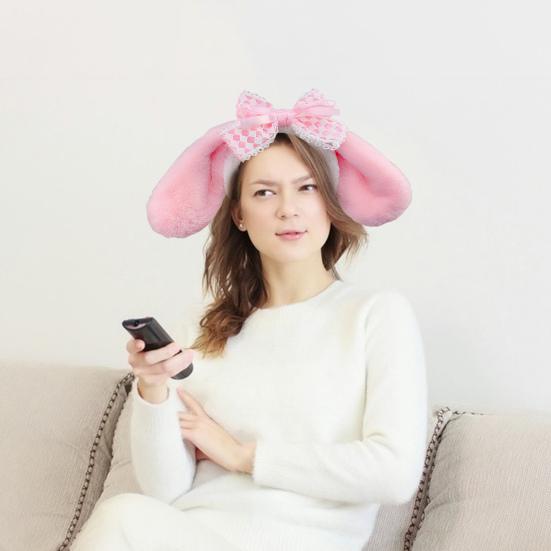 2 шт. повязки на голову для девочек с кружевным бантом, плюшевые животные, длинные уши, декоративный костюм на голову на Рождество