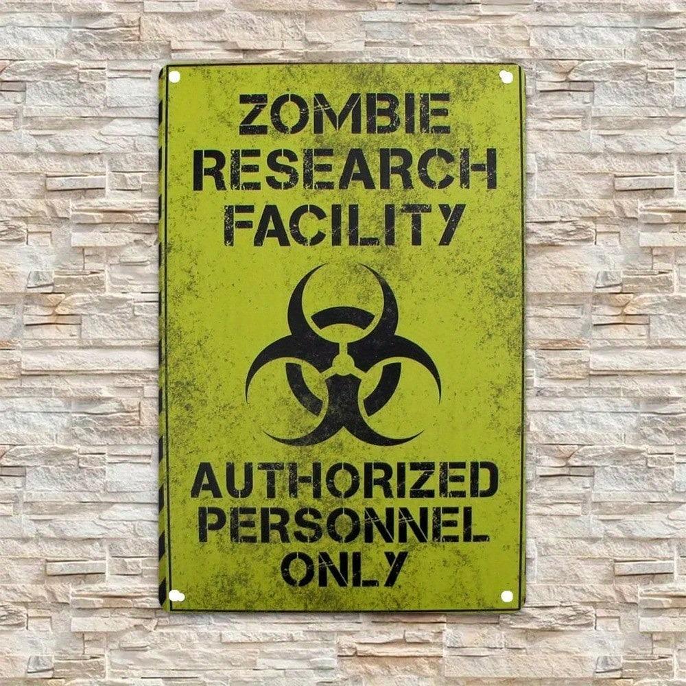 Винтажная металлическая жестяная табличка Biohazard Предупреждение о зомби Ретро настенное искусство 8x12 дюймов