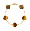 18K Gold V-Clover Bracelet with Red Agate & White Mother-of-Pearl