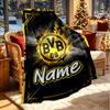 Custom Name Personalized Borussia Dortmund Bvb Print Blanket, Home Decor, Bedroom, Sofa, Camping, Couch, Gifts for Birthday Christmas