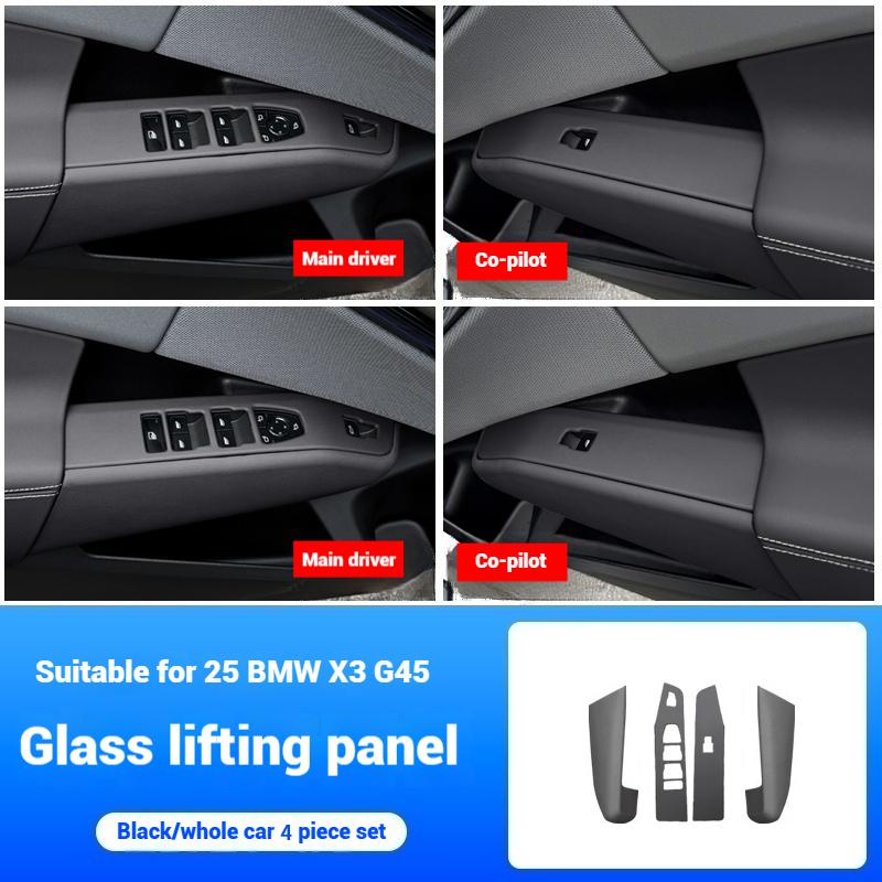 For BMW X3 G45 2025 4-piece of foreskin glass lift panelswindow button frames decorative stickers and interior accessories
