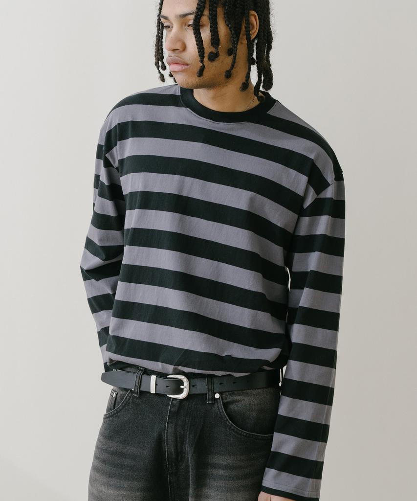 VASTIC Oversized Striped Long Sleeve_Charcoal / Black