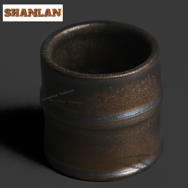 100ml Black Gold Bamboo Joint Teacup Luxury Tea Bowl Water Jug Tea-tasting Fragrance Cup Chazhan Master Cups Chinese Teaware Set