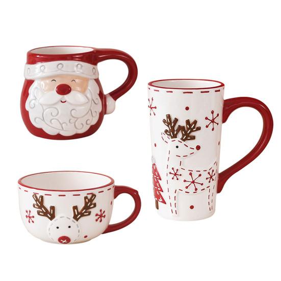 Керамическая кофейная чашка Санта Клаус Лось Чайная кружка Завтрак Овсянка