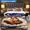 3PCS Squirrel Dreams Under Moonlight Bedding Set,Including 1pc Duvet Cover And 2pcs Pillowcases Perfect for Bedroom, Dormitory, Fan Christmas gift