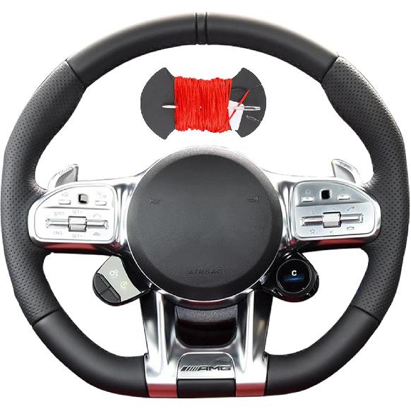 Чехол на руль автомобиля из микрофибры и кожи, обмотка руля, подходит для Mercedes Benz AMG C43 E53 S63 GLE G63, Черный