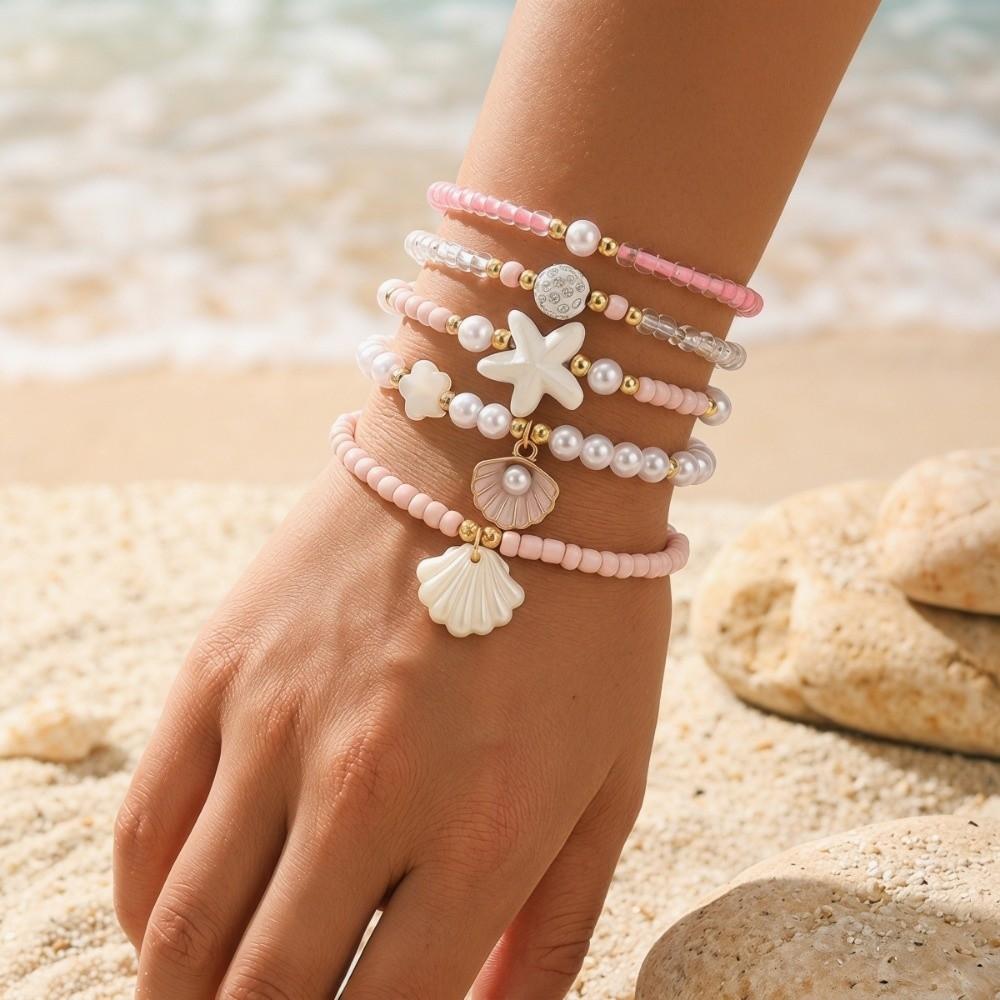 Starfish Multilayer Shell Bracelets Bohemian Wrap Charm Hand Chain New Conch Beaded Bangles Gifts