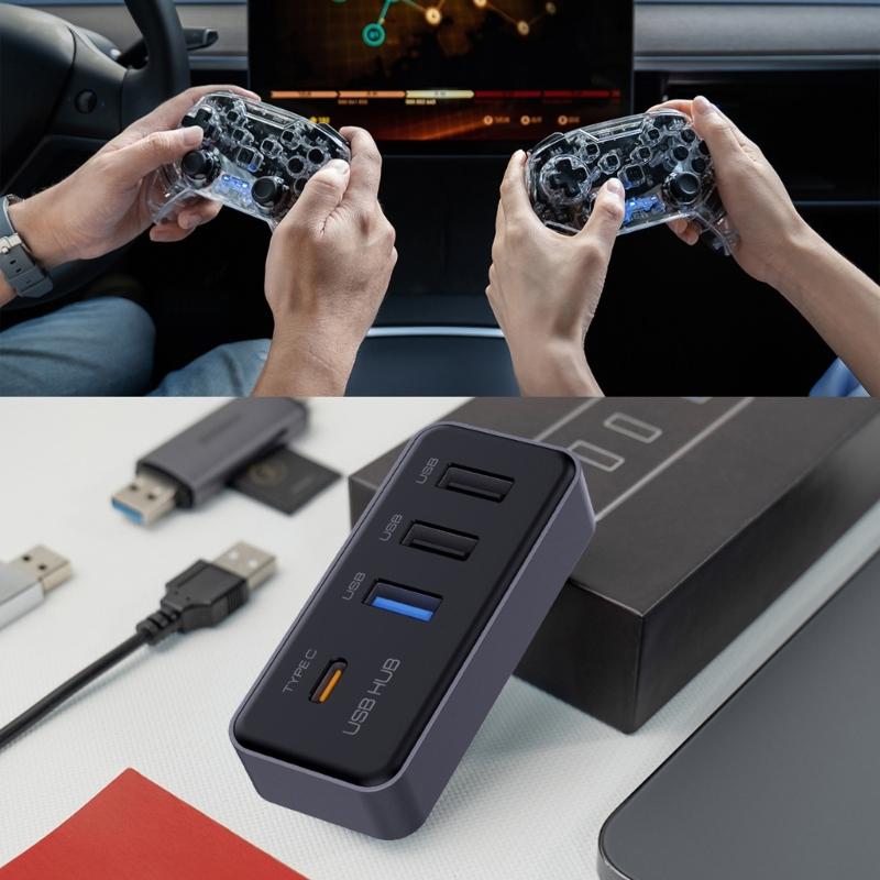 Многопортовый USB-хаб для перчаточного ящика автомобиля Model 3/Y, включая 3 порта USB и 1 порт Type C, обеспечивающий одновременное подключение