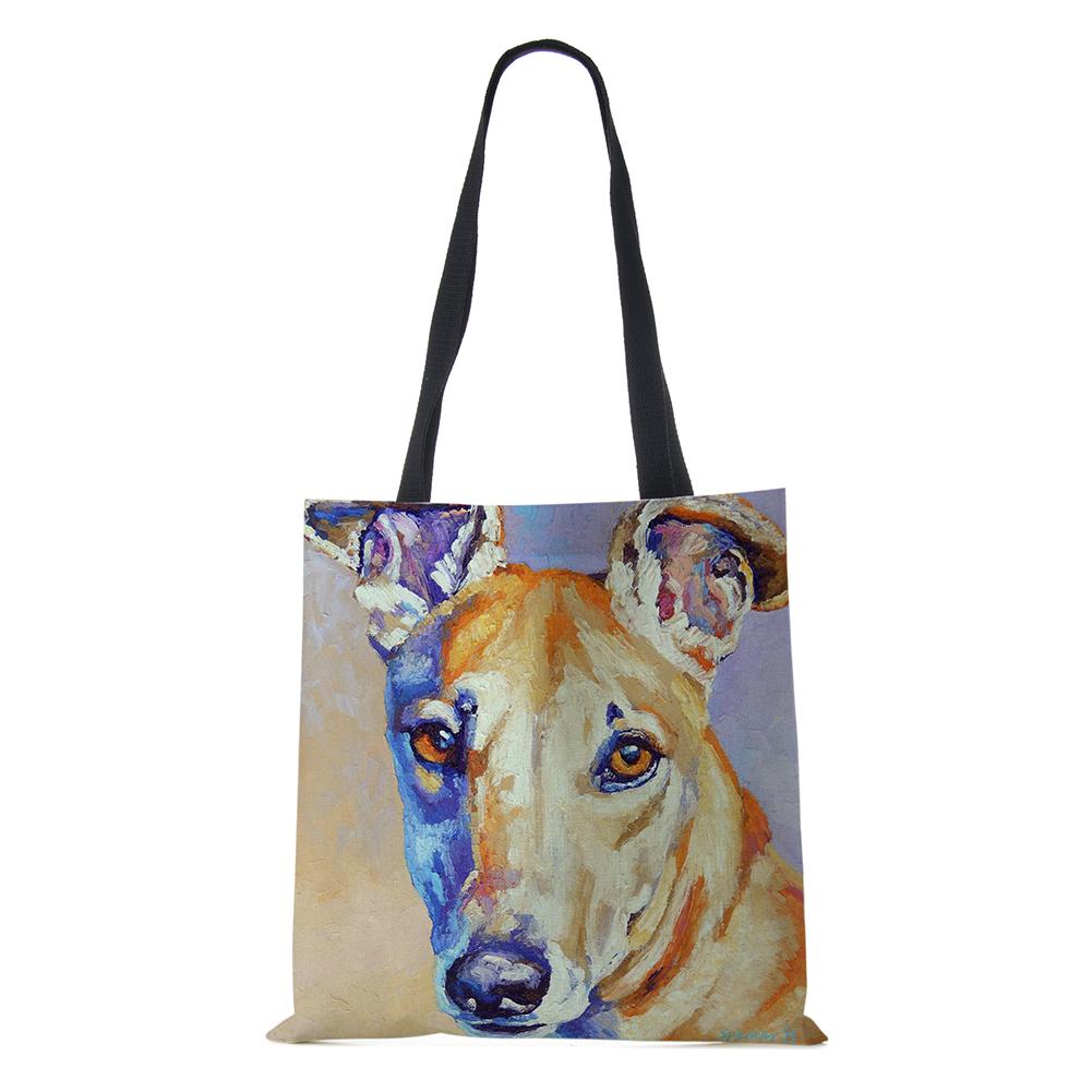 Женская сумка Холщовые сумки с принтом собаки Повседневные дорожные пляжные подарочные сумки KTY