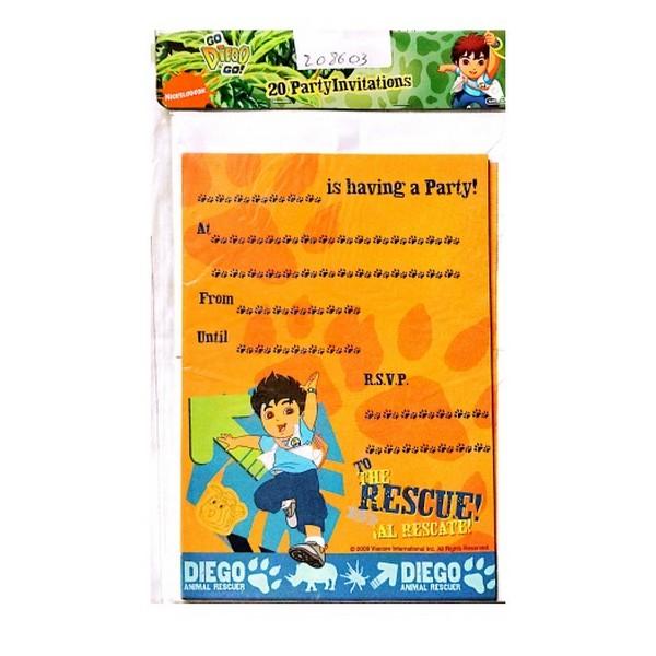 Go Diego Go Printed Invitations (Pack of 20)