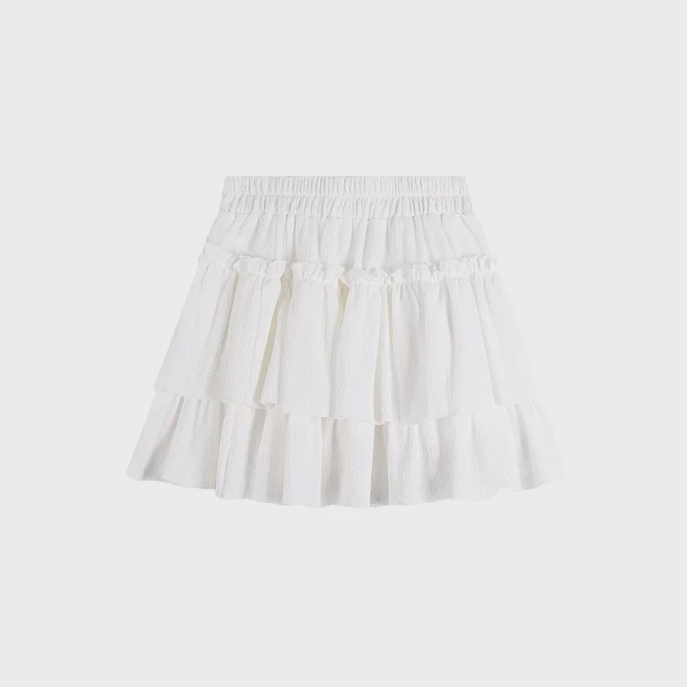 Юбка с высокой талией и оборками с леопардовым принтом - Лето 2024 г. Женская плиссированная короткая юбка с эластичной талией