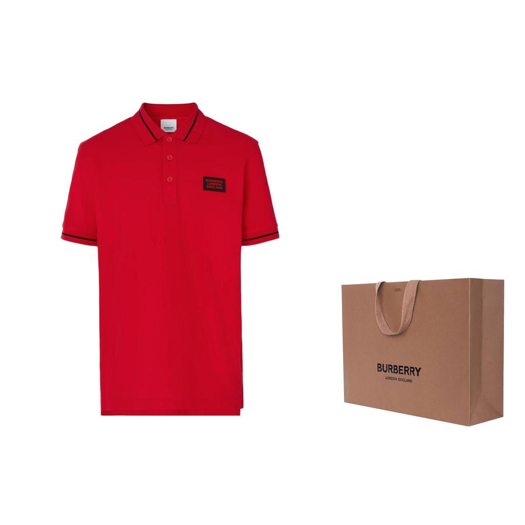 Burberry Polo Shirts Men's Red Polo Collar Moderate Straight Fit 80675801