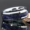 Starry Sky Blue Stainless Steel Black Sand Ring for Men