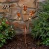 Weather Resistant Metal Art Flame Copper Lily Tulip Garden Stake with Wind Chime Bells, Rustic Weatherproof Outdoor Chimes Yard Decor for Lawn