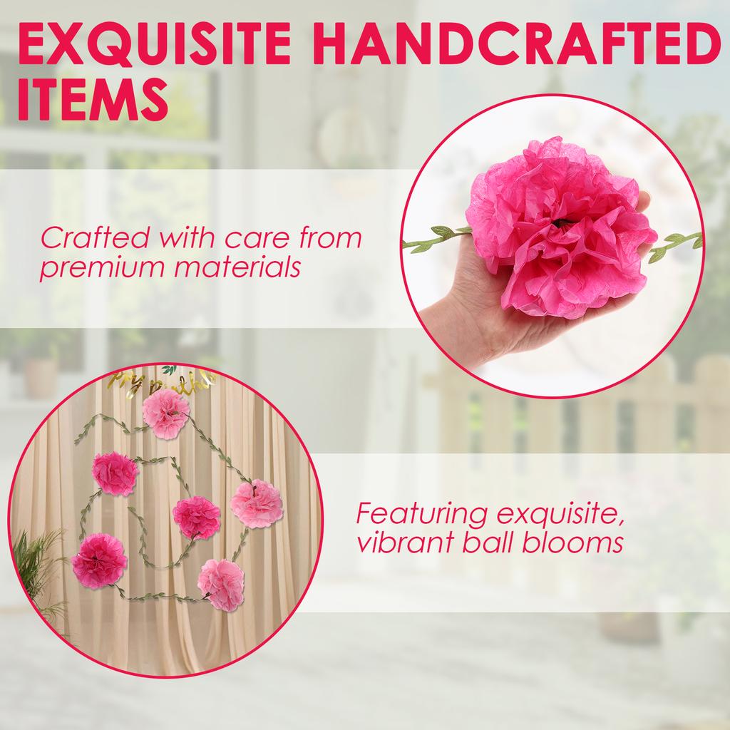2Pcs Paper Flower Garland Decorative Paper Flowers Homarkable Nude Tissue Paper Pom Pom Garlands for Birthday Wedding Decoration