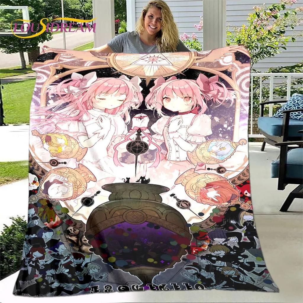 Puella Magi Madoka Magica Cartoon Soft Plush Blanket,Flannel Blanket Throw Blanket for Living Room Bedroom Bed Sofa Picnic Cover