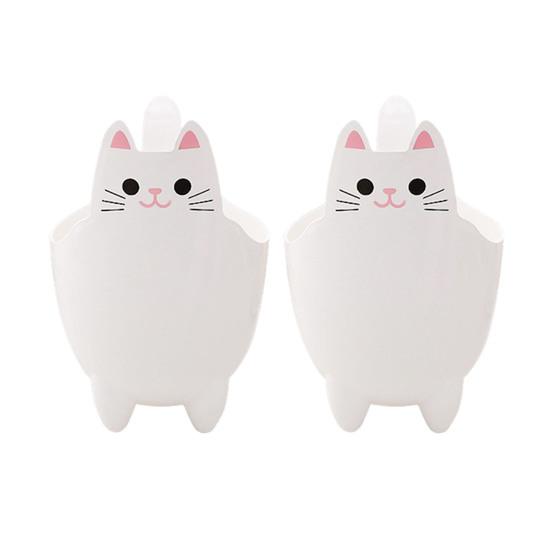 2Pcs Garbage Cans Pen Holders Large Capacity Smooth Edge Burr Free Cartoon Cat Shape Mini Table Trash Cans Storage Buckets