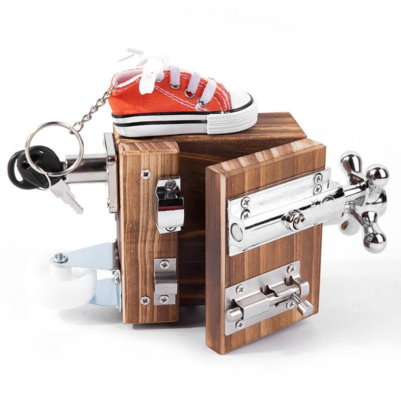 Гексаэдр Разблокировка Монтессори Учебные пособия Бизиборд Обучающие игрушки Детское раннее образование Бизидом Маленькие игрушки