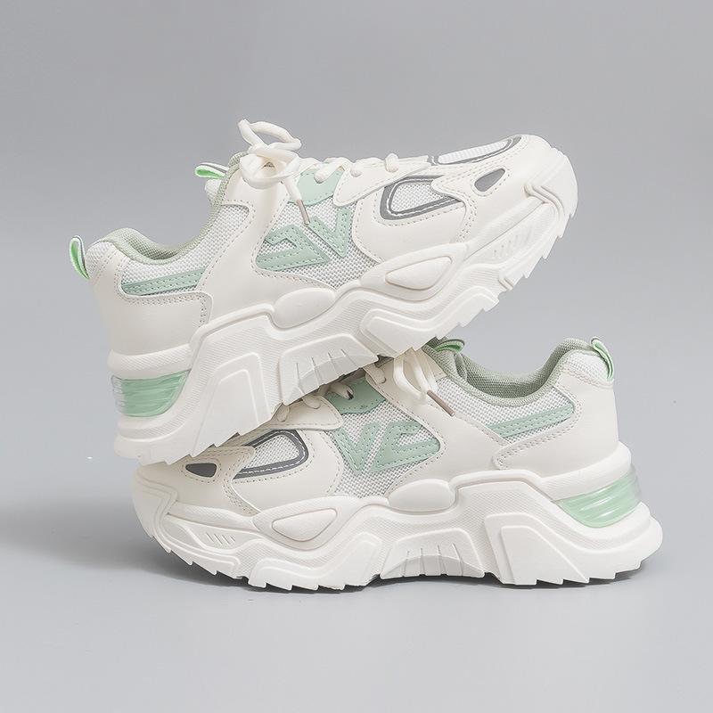 Весенние новые спортивные женские кроссовки с двойной сеткой, повседневные кроссовки на платформе для бега, универсальные дышащие сетчатые кроссовки для папы, в наличии