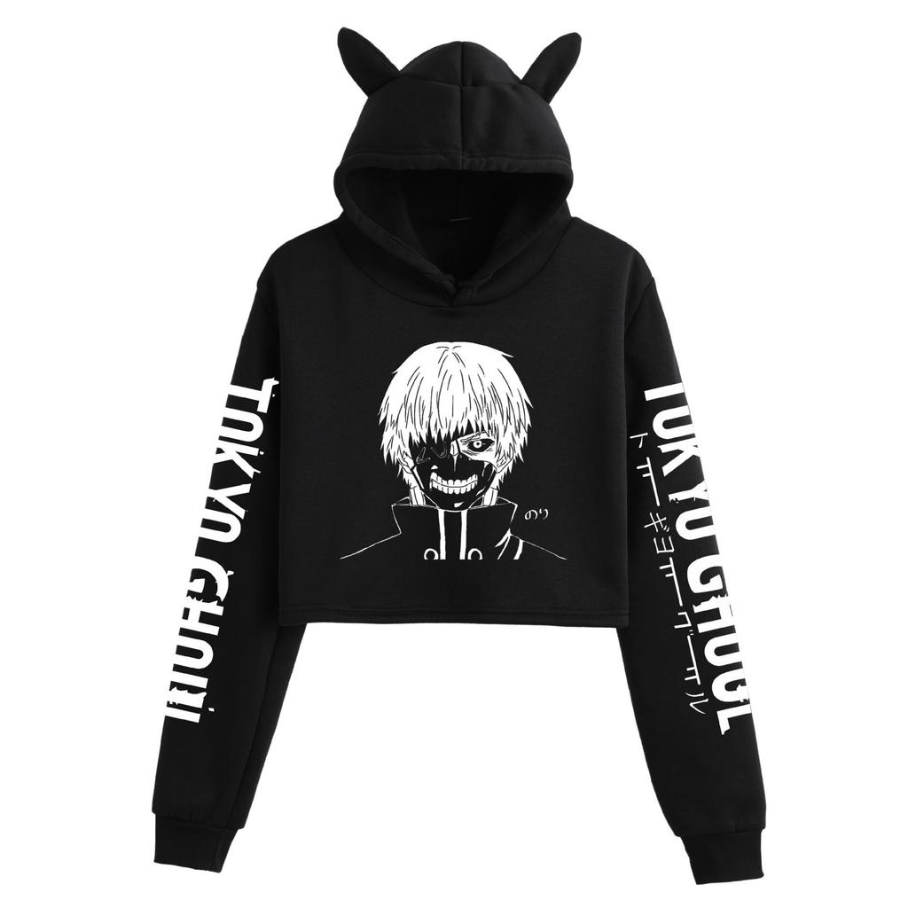 Популярная женская толстовка с ушками кошки из Tokyo Ghoul