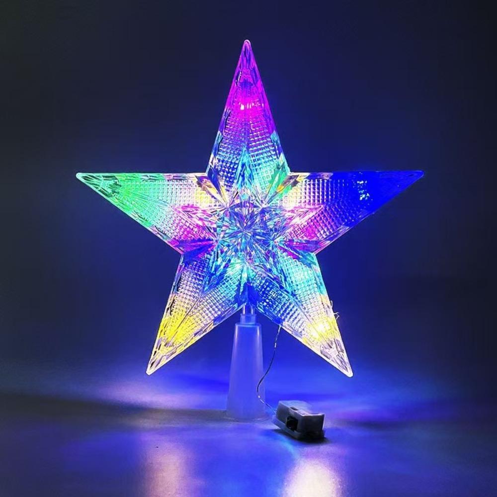 LED Christmas Tree Topper Star Glowing Reusable Christmas Tree Topper Night Light 20cm Battery Powered Xmas Atmosphere Light